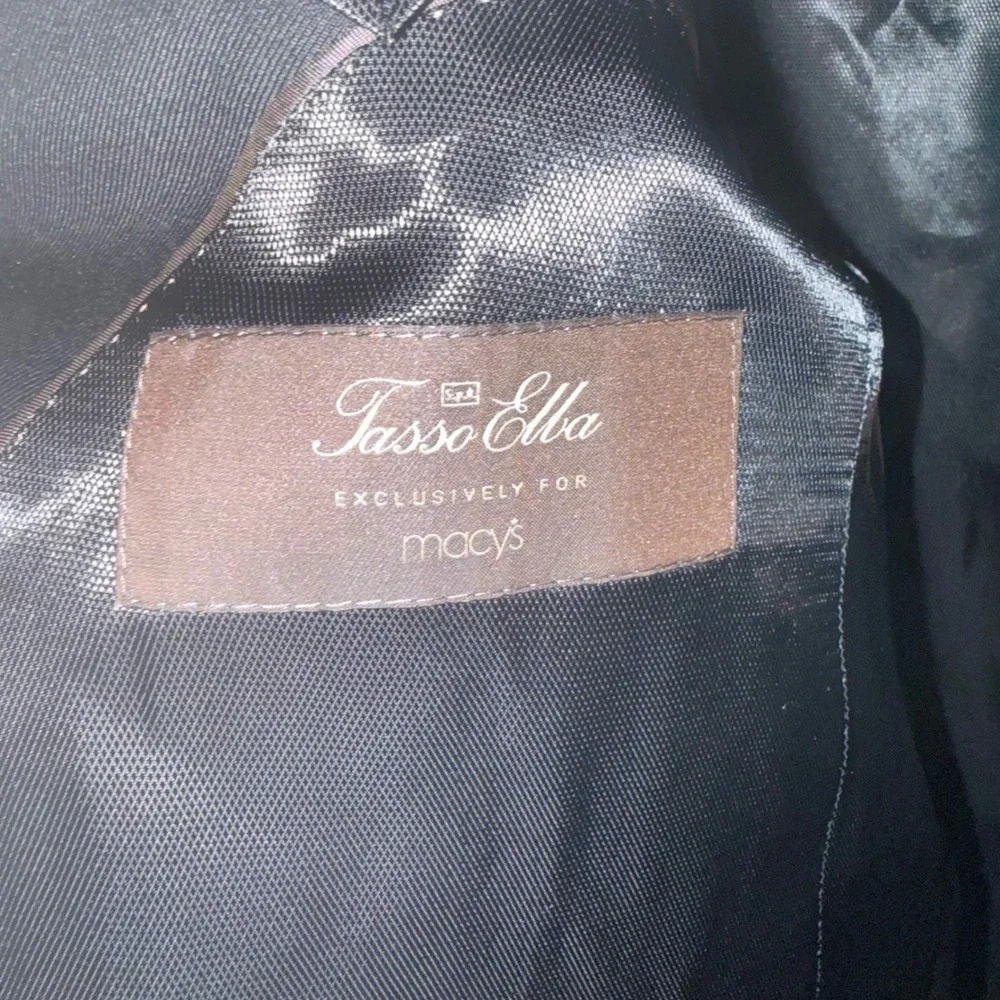 Tasso Elba Mens 38R Blazer Black Wool Cashmere Blend 2 Button Sport Coat Macy's